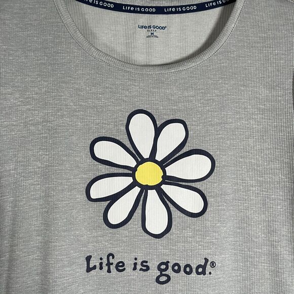 Life Is Good Sleep Shirt Womens Medium Short Sleeve Crew Neck Lightweight Daisy - Picture 1 of 6
